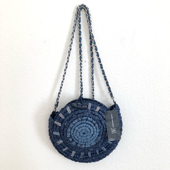 Inc Straw Circle Crossbody Blue Bag - Picture 2 of 6